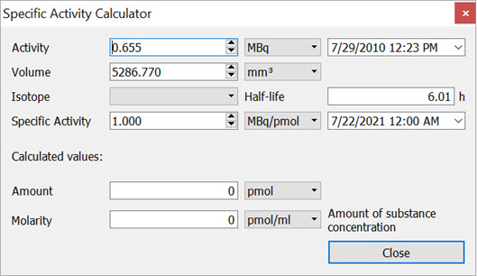 Specific Activity Calculator